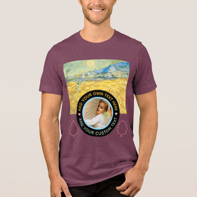 Benutzerdefiniertes Foto Text - Van Gogh Art Gebur Tri-Blend Shirt (Vorderseite)
