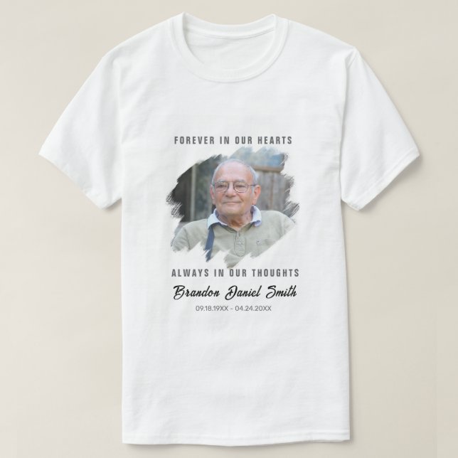 Benutzerdefiniertes Foto-Trauer-Shirt Name Daten G T-Shirt (Design vorne)