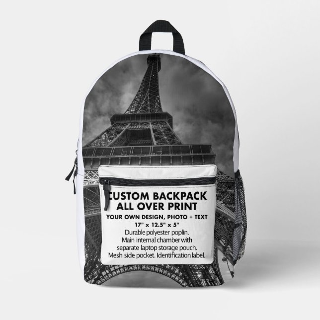 Benutzerdefiniertes Foto - Umfassender Backpack Bedruckter Rucksack (Vorderseite)