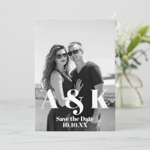Benutzerdefiniertes Foto und großes Monogramm Save Einladung