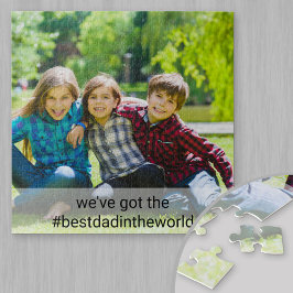 Benutzerdefiniertes Foto und Hashtag Bester Vater Puzzle