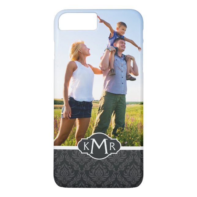 Benutzerdefiniertes Foto- und Monogramm-Damaskus-M Case-Mate iPhone Hülle (Rückseite)