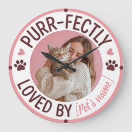 Benutzerdefiniertes Foto und Name für Katzenmutter Große Wanduhr