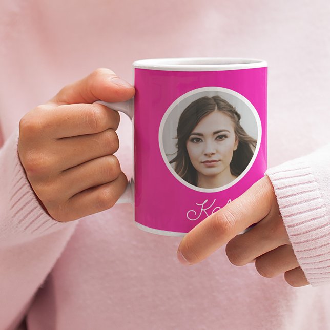 Benutzerdefiniertes Foto und Name mit Monogramm in Kaffeetasse (Von Creator hochgeladen)