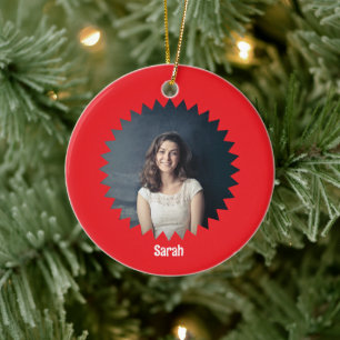 Benutzerdefiniertes Foto und Personalisierter Text Keramik Ornament