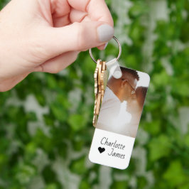 Benutzerdefiniertes Foto und Personalisierter Text Schlüsselanhänger