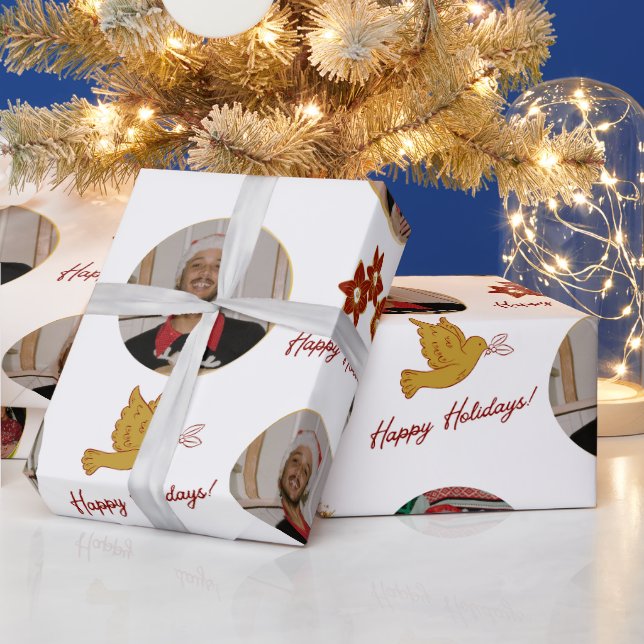 Benutzerdefiniertes Foto und Poinsettia Geschenkpapier (Feiertage)