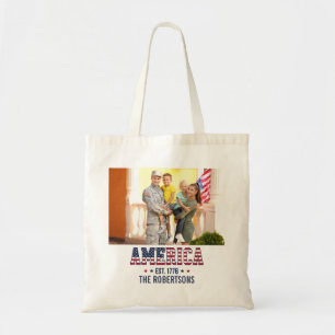 Benutzerdefiniertes Foto und Text America Est 1776 Tragetasche