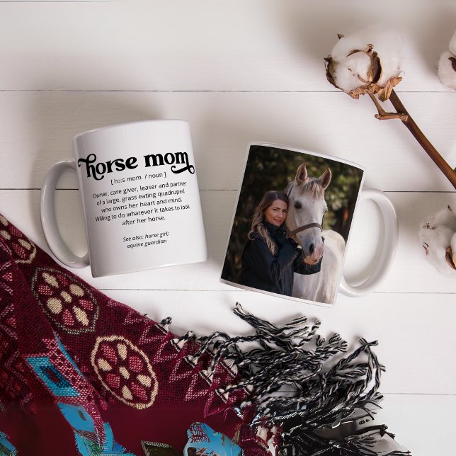 Benutzerdefiniertes Foto und Text der Mama Kaffeetasse (Horse Mom Custom Photo Text Coffee Mug)