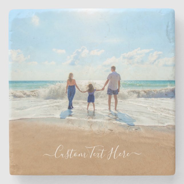 Benutzerdefiniertes Foto und Text - Eigenes Design Steinuntersetzer (Vorderseite)