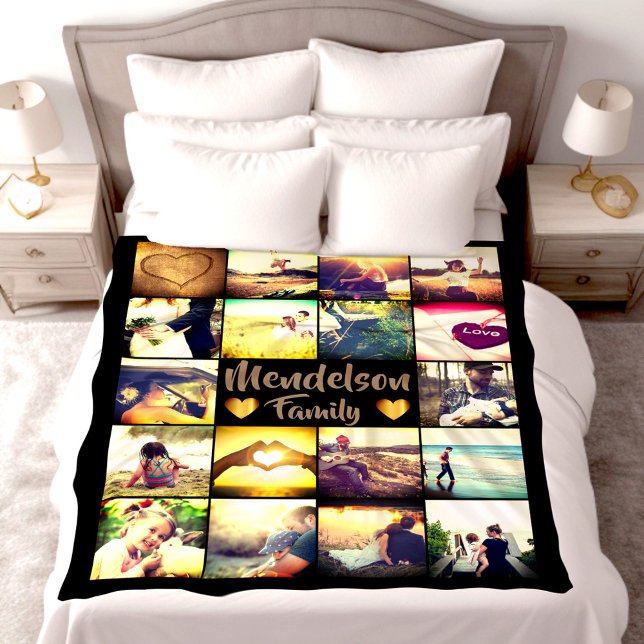 Benutzerdefiniertes Foto und Text Fleecedecke (Personalized photo collage blanket with custom text)