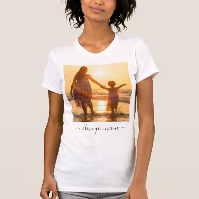 Benutzerdefiniertes Foto und Text - I Liebe Mama  T-Shirt (Vorderseite)
