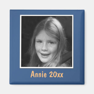 Benutzerdefiniertes Foto und Text mit Blue Gruß Magnet