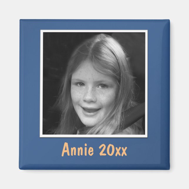 Benutzerdefiniertes Foto und Text mit Blue Gruß Magnet (Vorne)