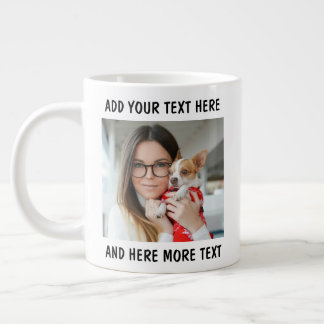 Benutzerdefiniertes Foto und Text oder Name Jumbo-Tasse