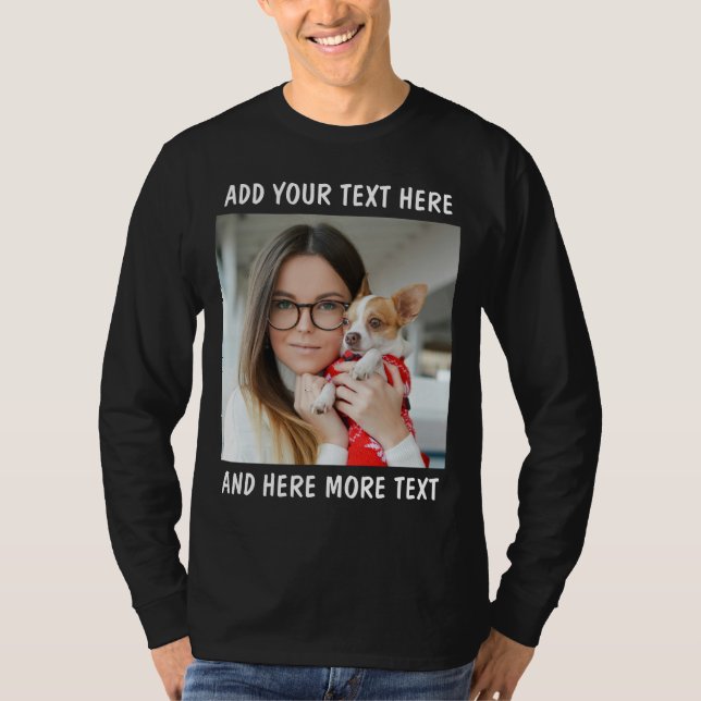 Benutzerdefiniertes Foto und Text oder Name  T-Shirt (Vorderseite)