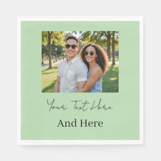 Benutzerdefiniertes Foto und Text pastellgrün Serviette