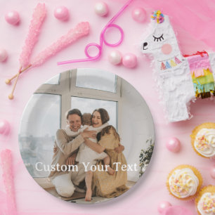 Benutzerdefiniertes Foto und Text Personalisiert Pappteller