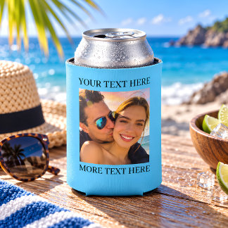 Benutzerdefiniertes Foto und Text Soft Blau Dosenkühler