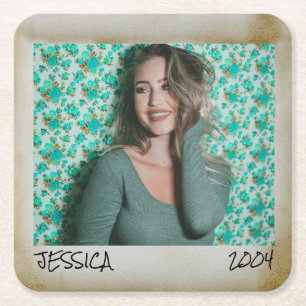 Benutzerdefiniertes Foto und Text, Vintager Foto Rechteckiger Pappuntersetzer