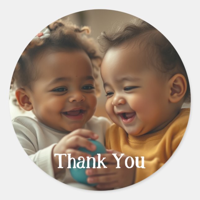 Benutzerdefiniertes Foto und Textaufkleber Runder Aufkleber (Vorderseite)