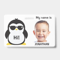 Benutzerdefiniertes Foto- und Textkids-ID-Abzeiche
