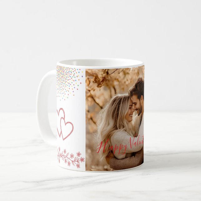 Benutzerdefiniertes Foto Valentinstag Rote Herzen  Kaffeetasse (Vorderseite Links)