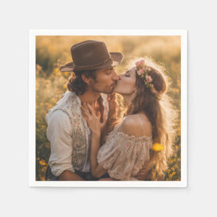 Benutzerdefiniertes Foto Verlobungsring Hochzeit Serviette