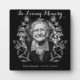 Benutzerdefiniertes Foto Vintage Blume Schwarz-wei Fotoplatte