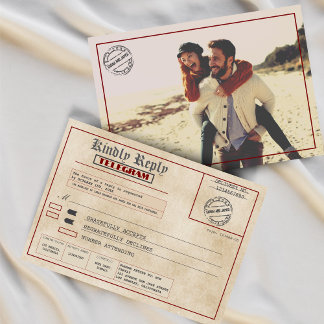 Benutzerdefiniertes Foto Vintage-Hochzeit altmodis RSVP Karte