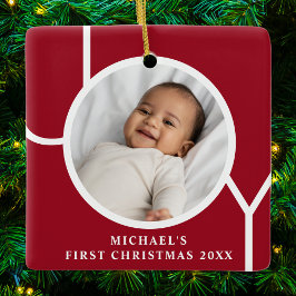 Benutzerdefiniertes Foto vom ersten Weihnachten de Keramikornament