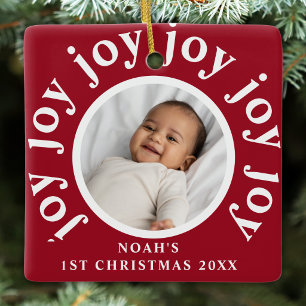 Benutzerdefiniertes Foto vom ersten Weihnachten de Keramikornament