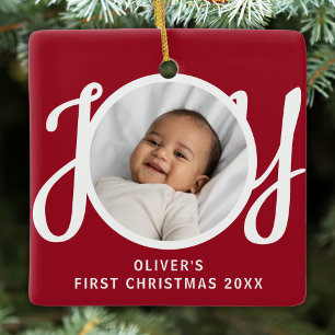 Benutzerdefiniertes Foto vom ersten Weihnachten de Keramikornament