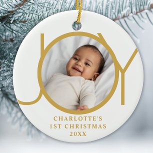 Benutzerdefiniertes Foto vom ersten Weihnachten ei Keramik Ornament