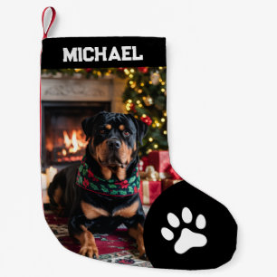 Benutzerdefiniertes Foto von Hund hochladen Text P Kleiner Weihnachtsstrumpf