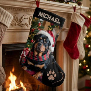 Benutzerdefiniertes Foto von Hund hochladen Text P Kleiner Weihnachtsstrumpf
