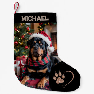 Benutzerdefiniertes Foto von Hund hochladen Text P Kleiner Weihnachtsstrumpf