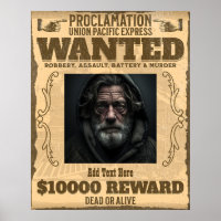 Benutzerdefiniertes Foto Wanted Dead or Alive Vint