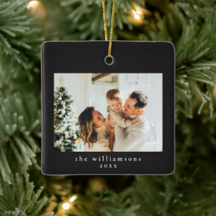 Benutzerdefiniertes Foto Weihnachten Schwarz Einfa Keramikornament