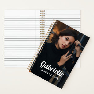 Benutzerdefiniertes Foto Weiße Schrift Absolvent Notizbuch