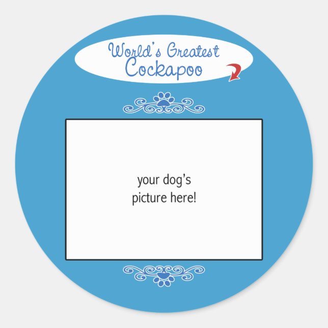 Benutzerdefiniertes Foto! Weltbest Cockapoo Runder Aufkleber (Vorderseite)