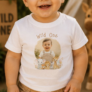 Benutzerdefiniertes Foto Wild One 1. Geburtstag Ba Baby T-shirt