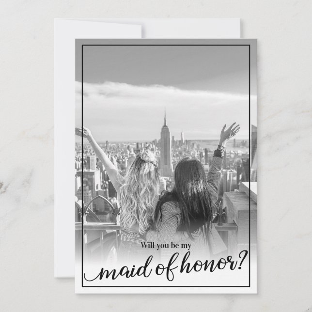 Benutzerdefiniertes Foto wird meine Trauzeugin sei Einladung (Vorderseite)