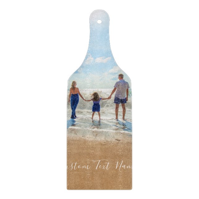 Benutzerdefiniertes Foto-Zuschnitt mit Text Schneidebrett (Vorderseite)