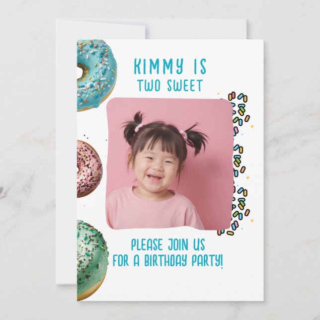 Benutzerdefiniertes Foto Zwei Niedliche 2. Geburts Einladung (Vorderseite)