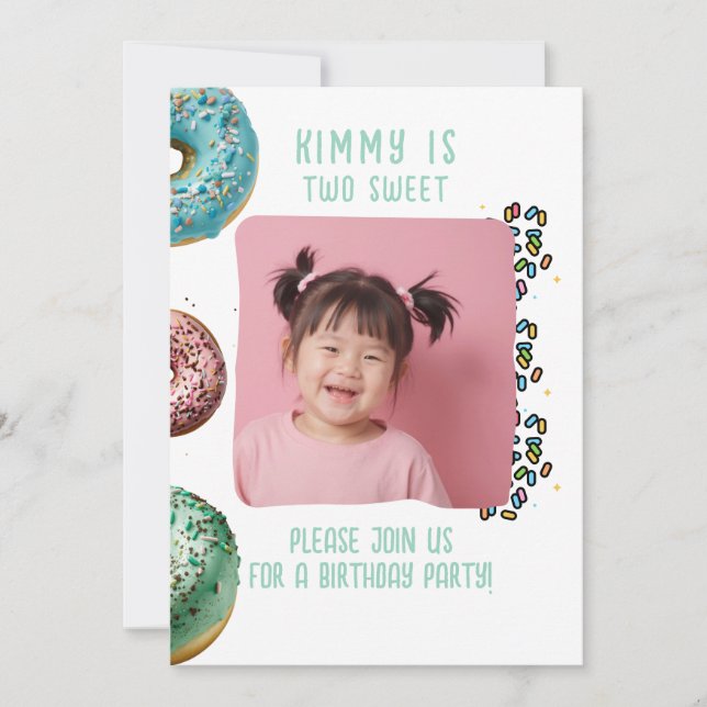 Benutzerdefiniertes Foto Zwei Niedliche 2. Geburts Einladung (Vorderseite)