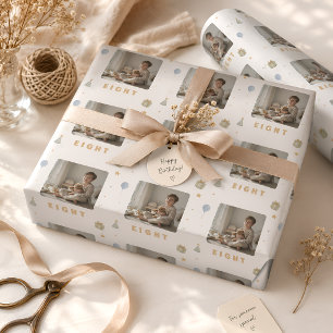 Benutzerdefiniertes Fotogeschenkpapier Alter 8 Geschenkpapier