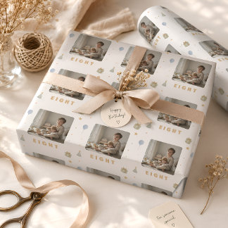Benutzerdefiniertes Fotogeschenkpapier Alter 8 Geschenkpapier