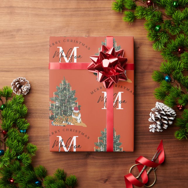 Benutzerdefiniertes Frohe Weihnachten Monogramm Ti Geschenkpapier (Feiertagsgeschenk)
