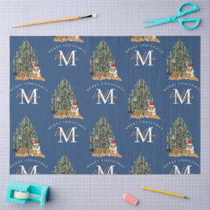Benutzerdefiniertes Frohe Weihnachten Monogramm Ti Seidenpapier
